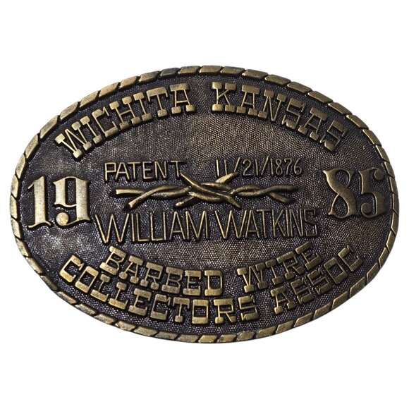 Barbed Wire Collectors Belt Buckle 1985 William Watkins Barbwire Wichita Kansas - Picture 5 of 11